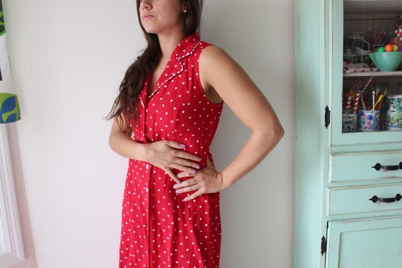 1980s RED Polka Dot Dress....size medium large. m… - image 7