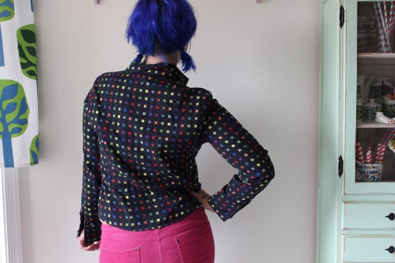 1980s RAINBOW Button Down...medium. colorful. bri… - image 3