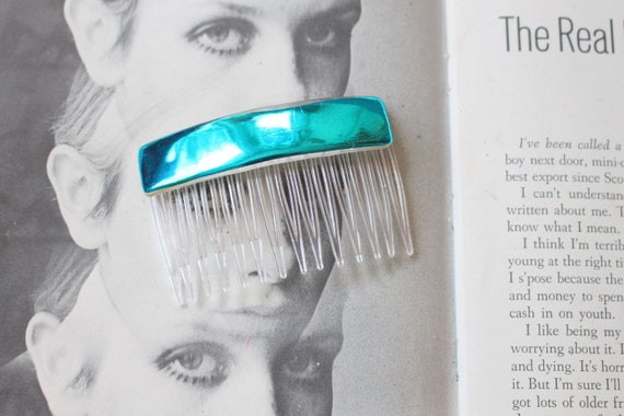 1980s NOS Blue Shimmer Hair Clip.....retro. women… - image 1