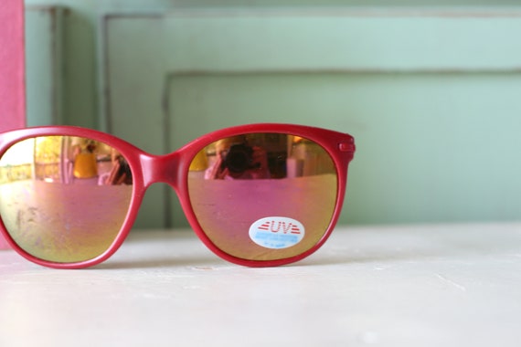 1970s 1980s Mirror RED Orange Sunglasses....big l… - image 4