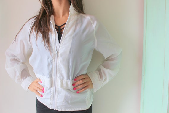 1980s HIPSTER Mesh Jacket.. bright. retro. white.… - image 1