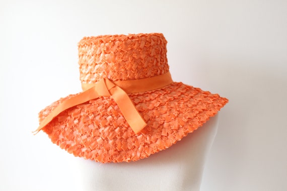 Vintage The Orange Floppy Straw Hat...straw hat. … - image 2