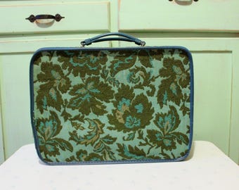 Vintage 1960s 1970s Mod Paisley Mini Floral Suitcase - Made in
