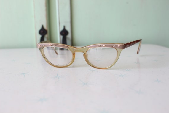 Vintage 1950s Cat Eye Glasses: Bronze Winged Eyew… - image 7