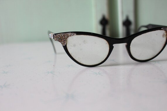 Vintage Rhinestone Cat Eye Glasses: 1950s-60s Eye… - image 5