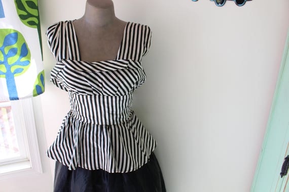 Vintage MOD GIRL Black and White Striped Dress...… - image 7