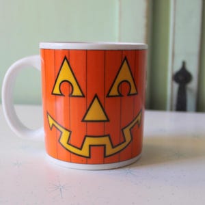 Tazza vintage anni '90 con zucca di Halloween - Tazza da caffè autunnale
