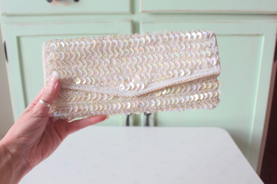 Vintage Sequins Shimmer Clutch Purse Handbag....fa