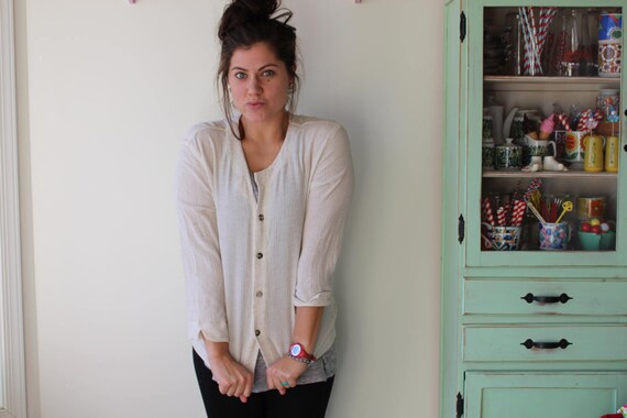 1980s Boho Cream Blouse: Vintage Chico's Design, … - image 2