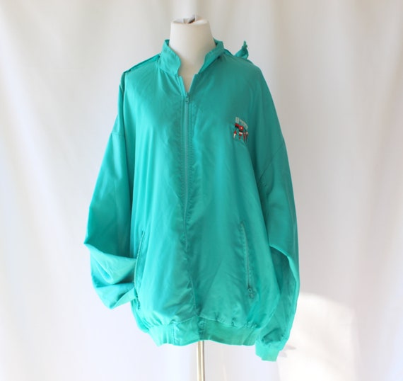 1980s Vintage Teal Windbreaker Jacket.....large. … - image 2