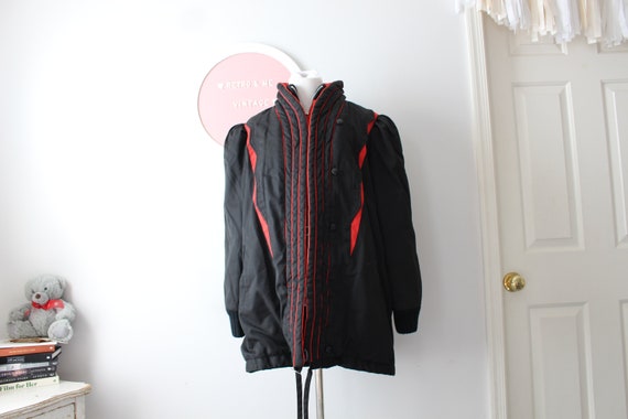 1980s RED Black Coat Jacket.....large. unisex. me… - image 5