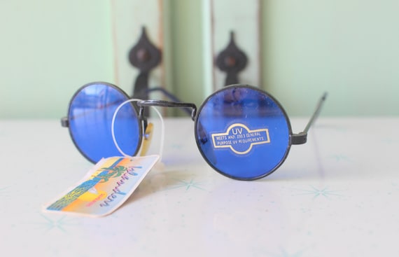 1980s LENNON EYEWEAR..specs. blue. librarian. roun