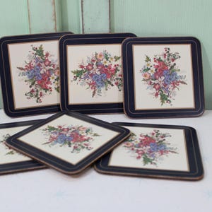 Vintage Floral Coasters Set of 6: 1970s Retro Home Decor
