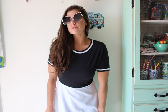 1980s Black and White Day Dress....size medium wo… - image 4