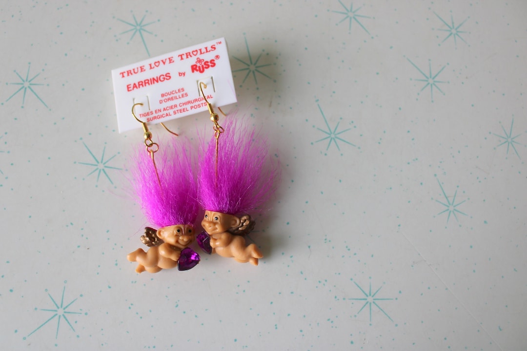 Vintage Angel Troll Doll Earrings: 1980s-90s Kitsch - Etsy
