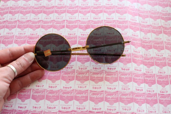 1970s Golden Round Lens Sunglasses..retro sunglas… - image 4
