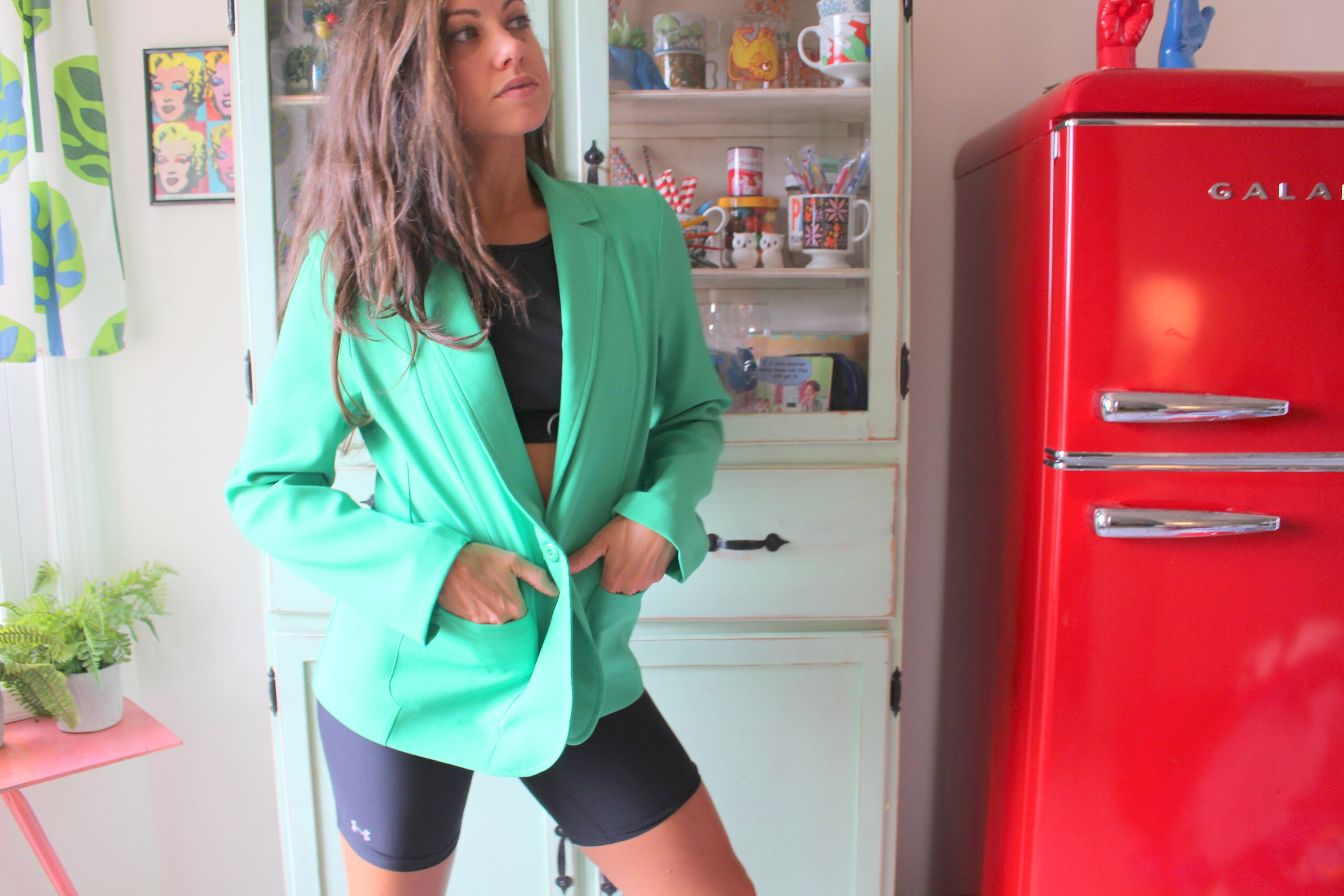 kelly green blazer women's