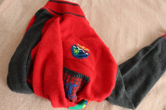 1980s GITANO Red Geometric Turtleneck Sweater - U… - image 5