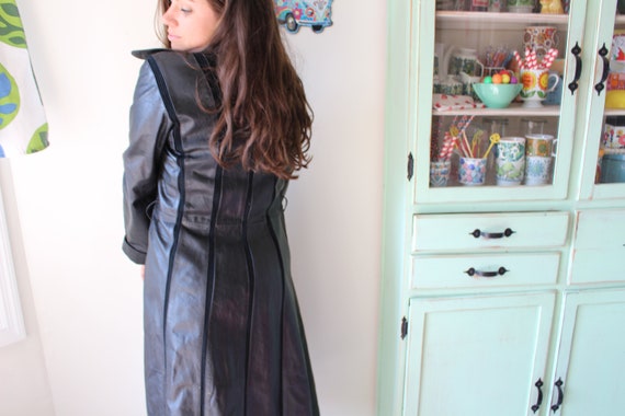 1980s BLACK LEATHER Coat Jacket...small medium. r… - image 9