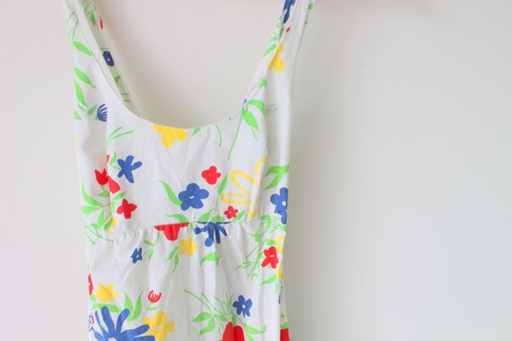 1980s Vintage Rainbow FLOWER Print Halter Day Dres