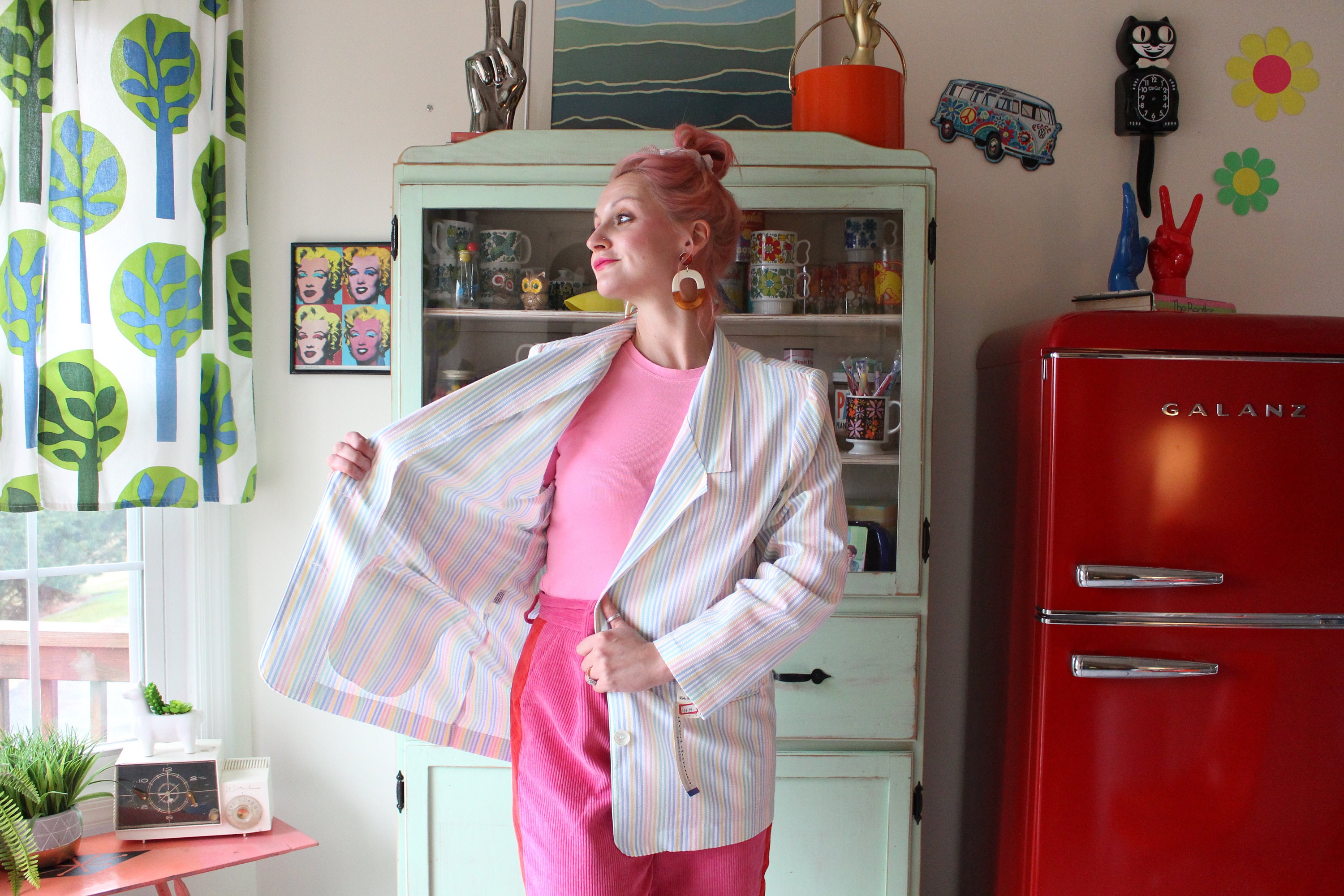 Vintage RAINBOW STRIPED Blazer Jacket.size Large Xlarge tton. Gogo. Fun. Holiday. Mod. Twiggy. Fun Womens. Kooky. Retro. Costume Etsy UK