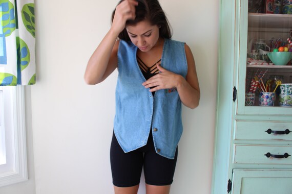 Vintage BLUE JEAN Jacket Vest...harvest. hipster.… - image 3