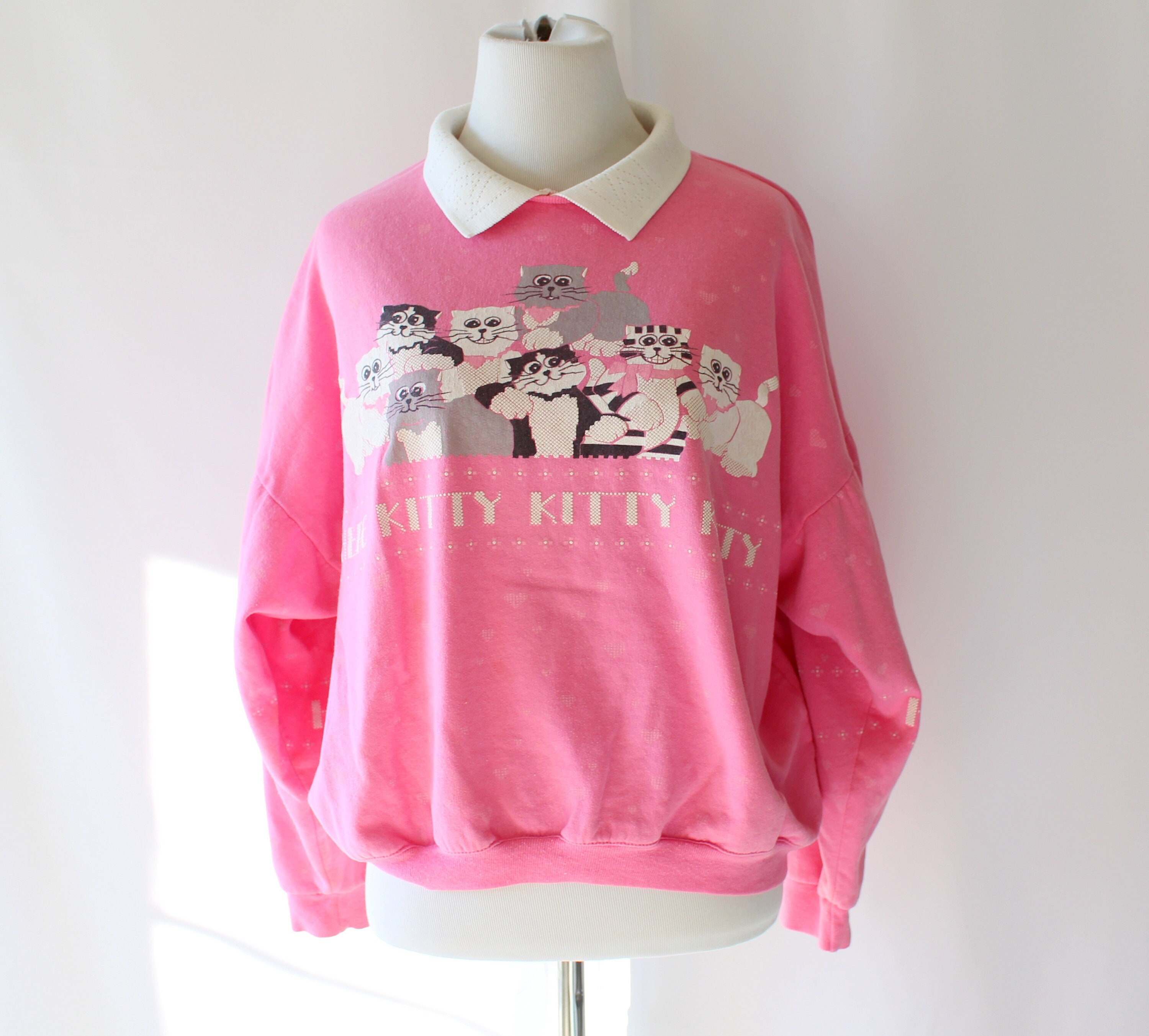 1980s Vintage CAT Sweatshirt.pink. Rare Vintage. Tacky