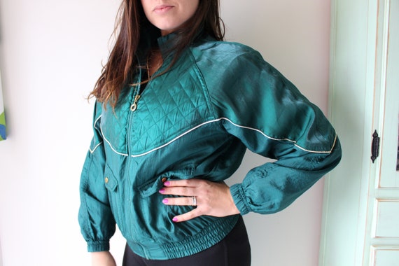 1980s GREEN Jacket..size medium large..colorful. … - image 2