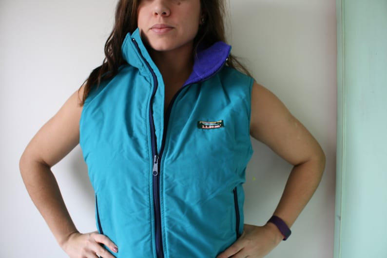 fun vest 1990s rainbow 1980s hipster womens BEAN Teal Mesh Jacket...colorful rad 1980s L.L mens bright unisex retro urban