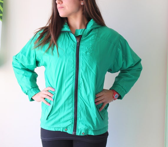 Bright green top ski jacket