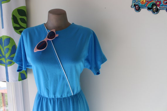 1980s Vintage MOD Blue Shift Dress...size medium … - image 5