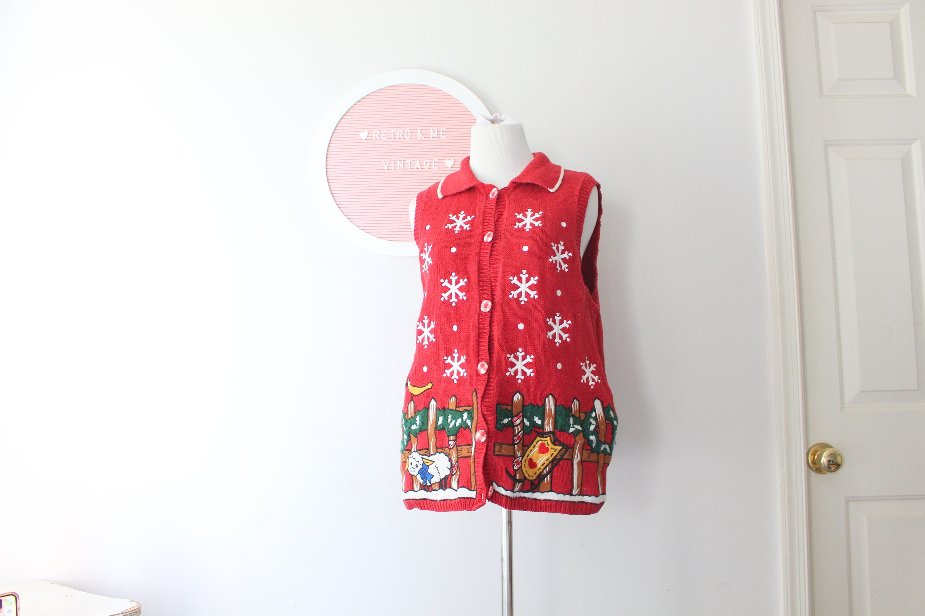Vintage CHRISTMAS SWEATER Vest..medium Adults.kitsch. Retro. - Etsy UK