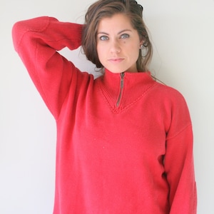 Vintage LL Bean Baumwoll 1/4 Zip Pullover - 1990s Retro Pullover