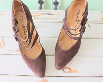 Vintage Brown Suede Heels - Size 5 Designer Strappy Stilettos