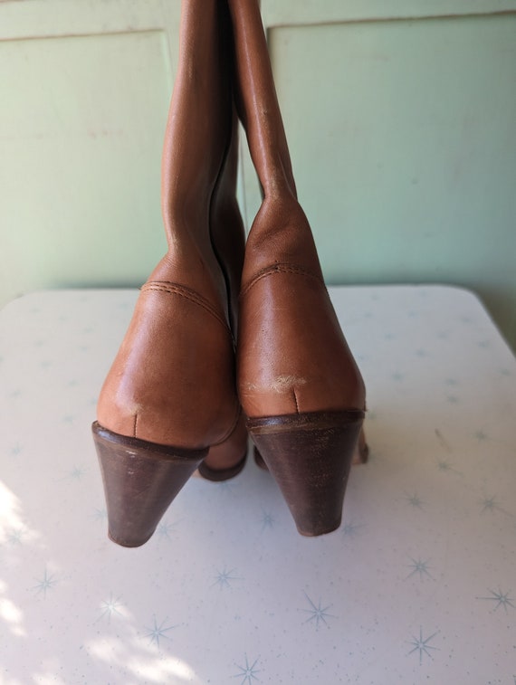 1980s Vintage TAN LEATHER Mod Girl Boots...size 7… - image 4