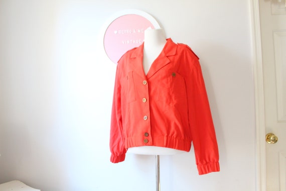 1980s Cherry Red Crop Coat..unisex. colorful. bri… - image 1