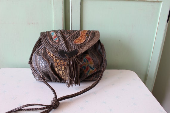 バッグ [Vintage] 80s Hand Made Shoulder Bag Vintage 1980s White Leather Patchwork Shoulder Bag Purse | eBay