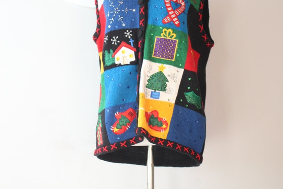 80s Vintage CHRISTMAS SWEATER Vest..size medium w… - image 2