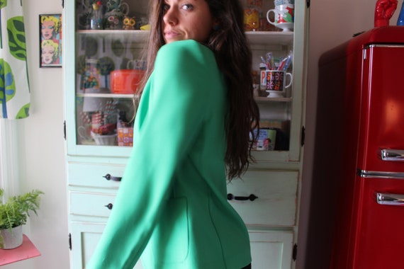 Vintage Kelly Green Blazer Jacket.size medium lar… - image 5