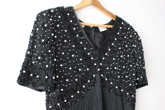 1980s Vintage BLACK SEQUINS Fancy Dress....size s… - image 5