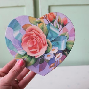 Vintage 1980s Floral Heart Jewelry Box: Retro Rose Decor