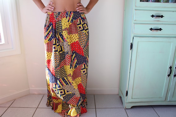 Vintage PATCHWORK Hippie Skirt....size medium lar… - image 5