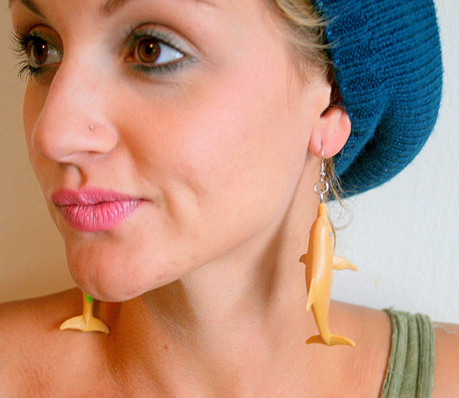 DOLPHIN Earrings..dangly. novelty. sea creature. retro. Etsy