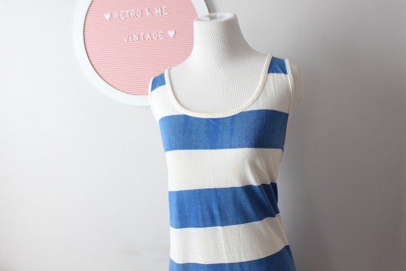 1980s Vintage Blue Striped Xlarge Dress...large d… - image 5