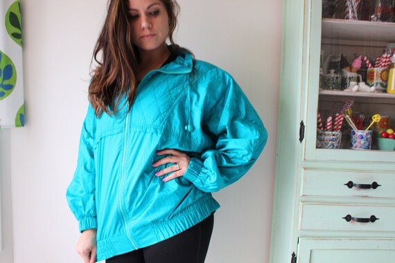 1980s BRIGHT Blue Jacket....size large xlarge...c… - image 2