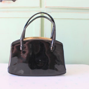 Vintage Black Leather Clutch: 1960s Mod Handbag