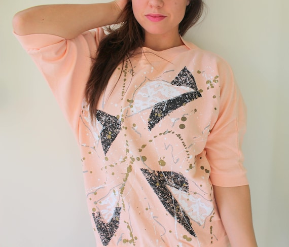 80s Geometric Crop Sweatshirt: Kitsch Rocker Glam