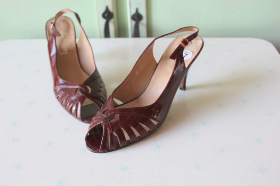 1960s Pappagallo Red Sling Back Peep Toed Heels.s… - image 2