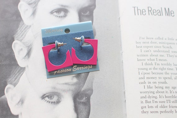 NOS 1980s Vintage ROCKER Hoop Earrings....bright.… - image 1
