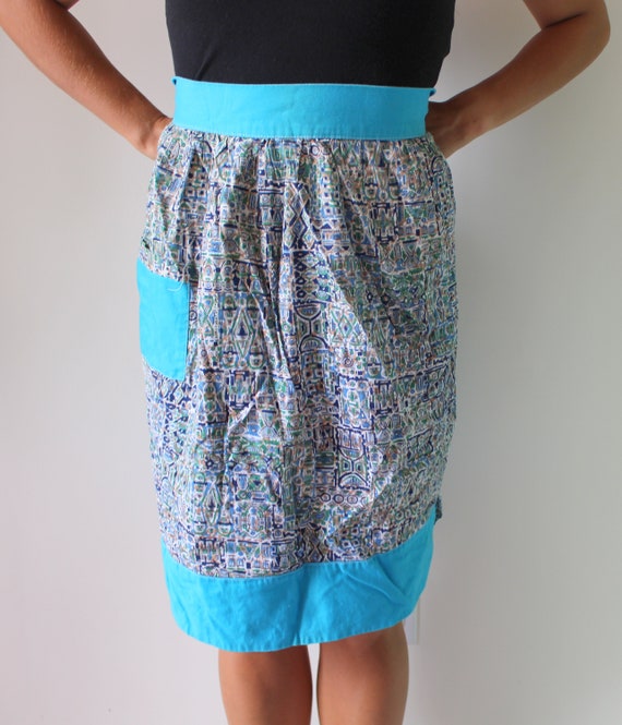 1960s Atomic Print Apron - Vintage Kitsch Kitchen Decor